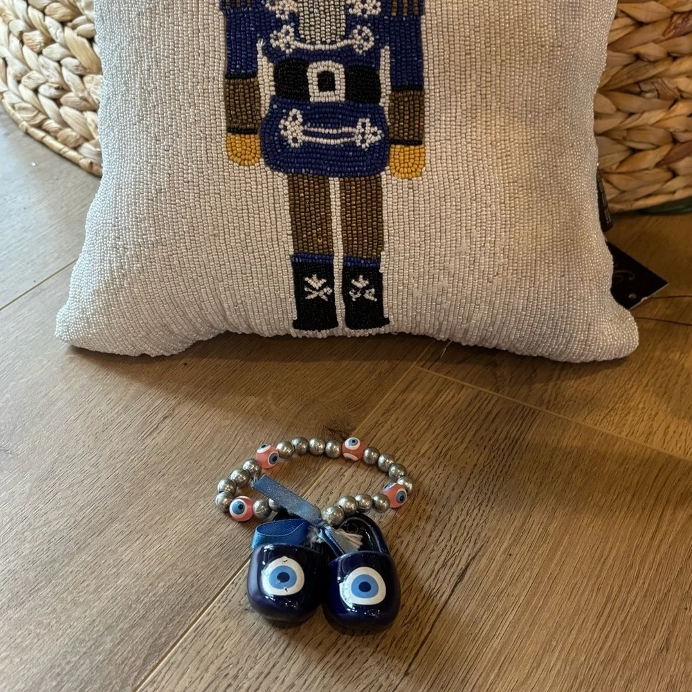 Beaded Evil Eye Bracelet with Blue Charms